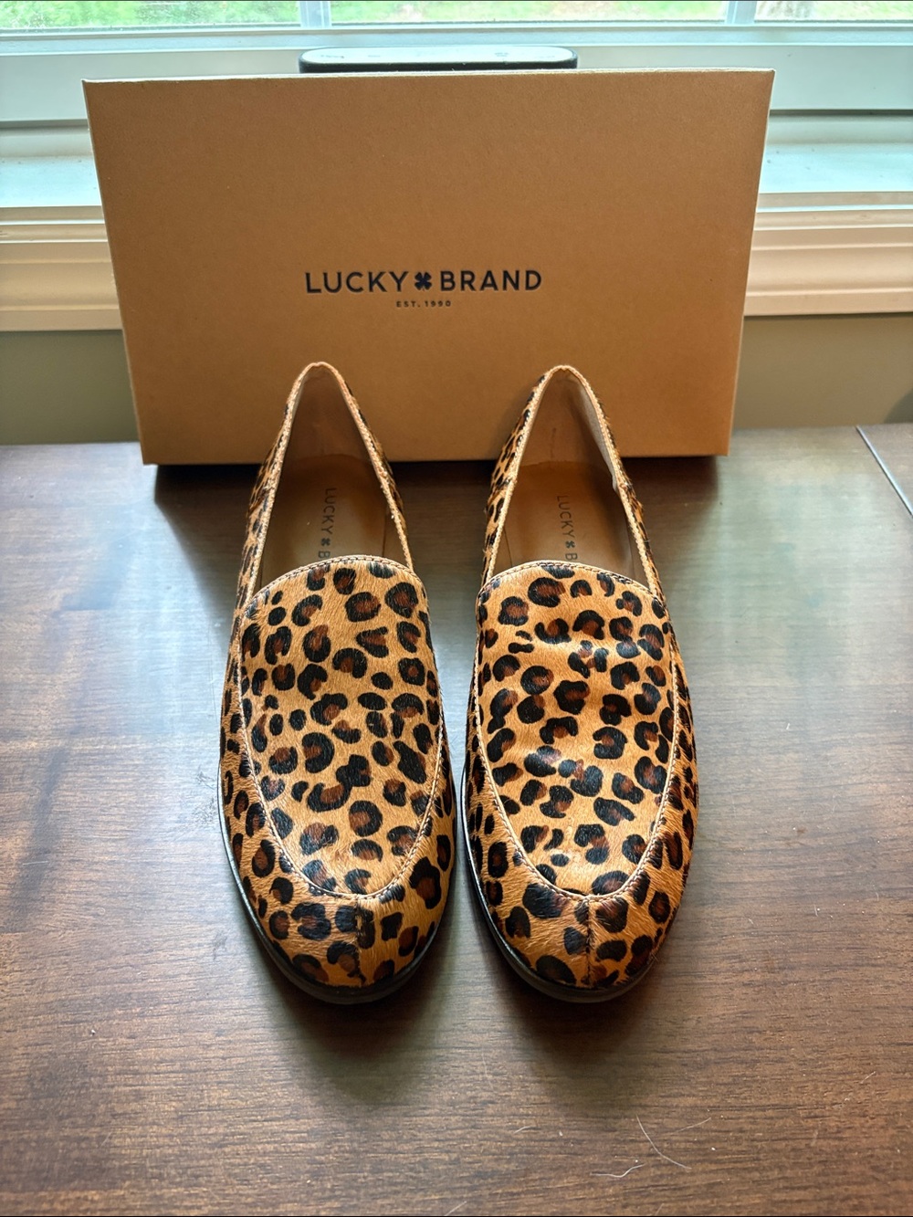 Lucky Brand Leopard Print Slip-On Loafers - Tan & Black